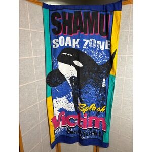 Vintage Shamu Soak Zone Orca Whale Splash Sea World Beach Towel